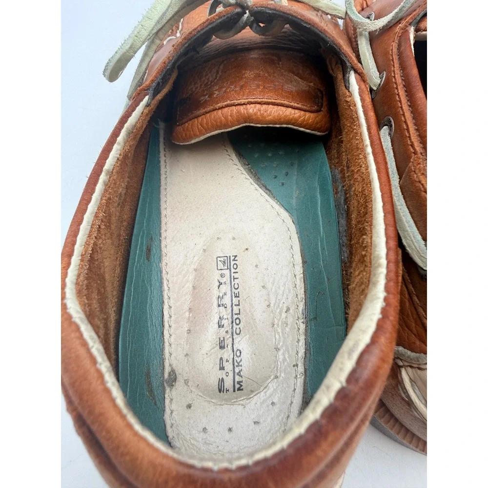 Sperry Top-Sider Mens Mako Collection Leather Boat Shoes Tan Brown 9.5M 0768168